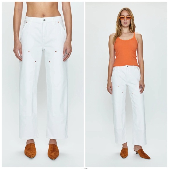 Revolve Pistola LEXI CARPENTER MID RISE BOWED STRAIGHT JEAN in WHITE Size 26